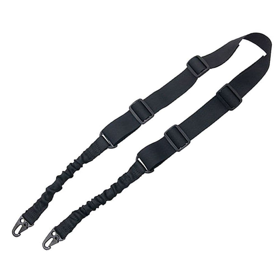 Single point sling setup for airsoft rifle with quick adjust system