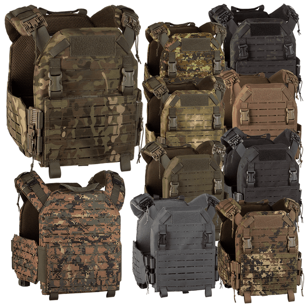 Tactical MOLLE vest with magazine pouches and gear attached