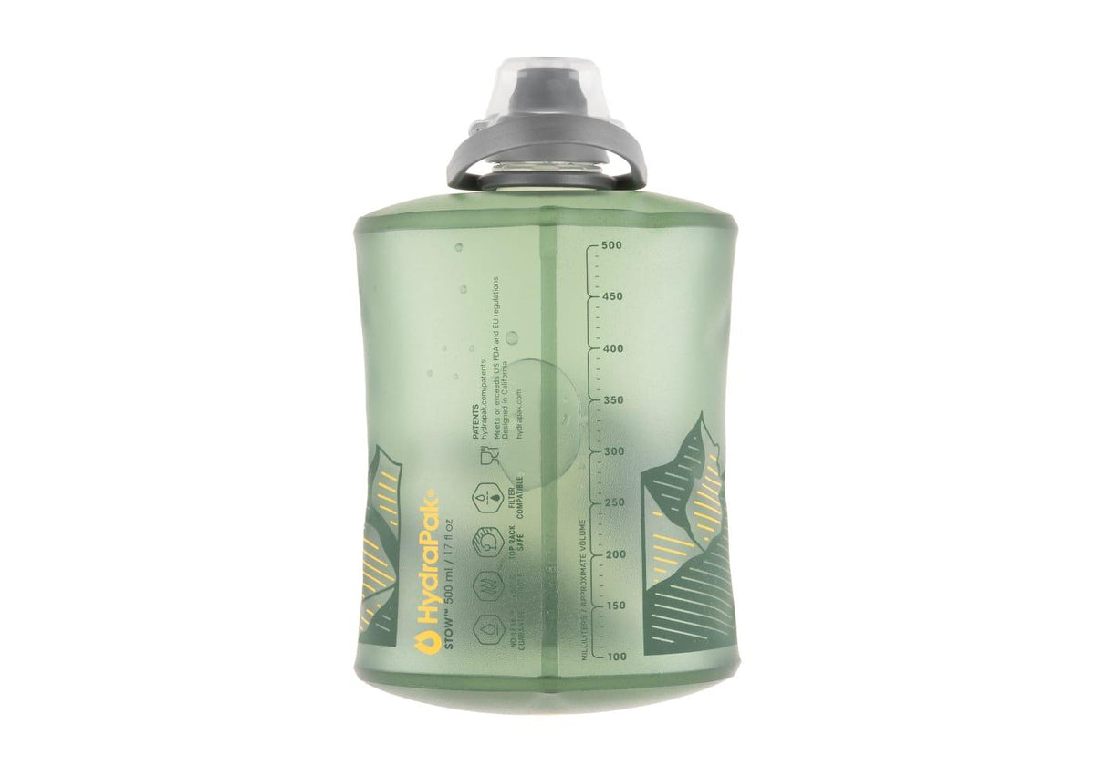 Hydrapak Stow Water Bottle Pocket Sized Hydration Green 500ml