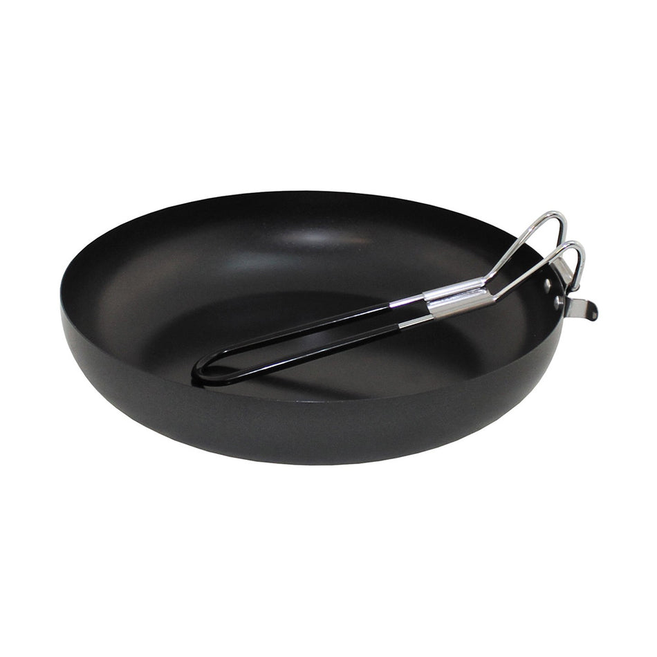 FOX Outdoor Camping Frying Pan with Foldable Handle Small Black Silver