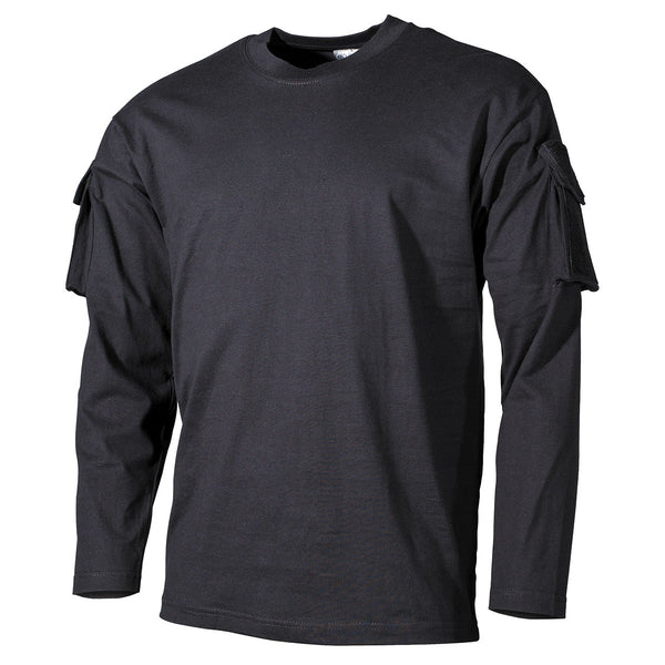 MFH Tactical T-Shirt Long Sleeved With Arm ID Panels Black