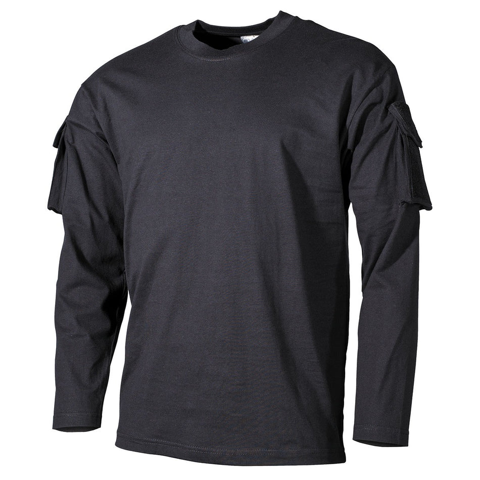 MFH Tactical T-Shirt Long Sleeved With Arm ID Panels Black