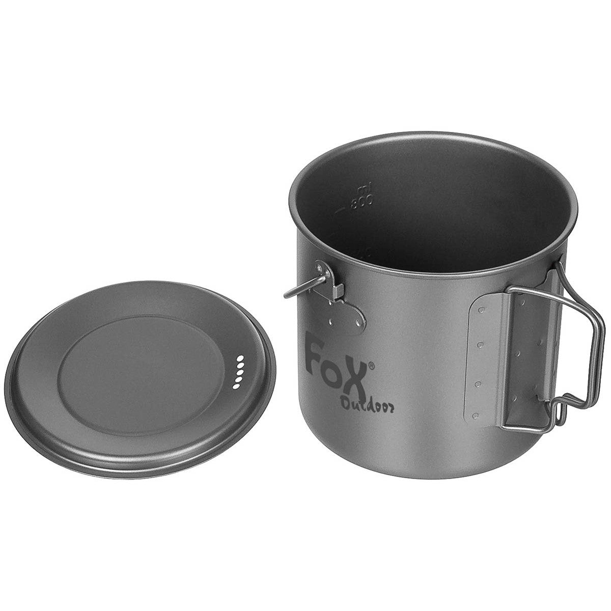 Fox Outdoors Titanium Cooking Pot Mess Tin Small Folding Handles 1.1 Ltr