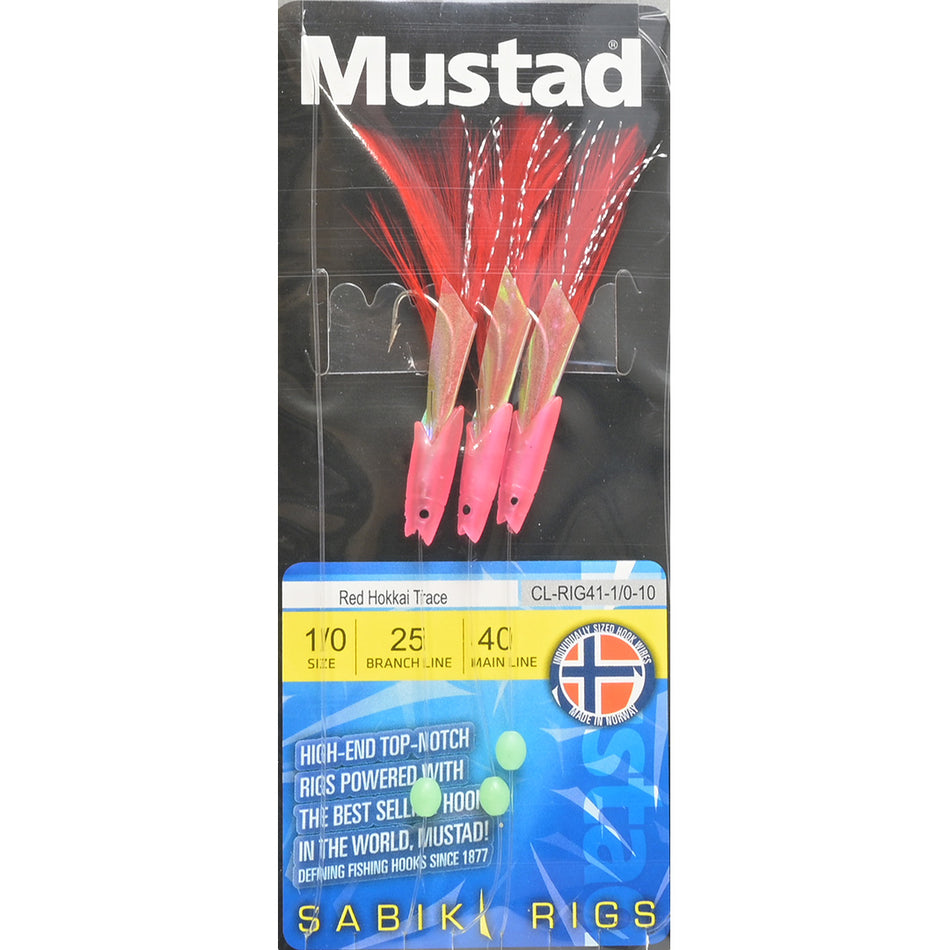 Mustad Sabiki Red Hokkai Rig Sea Fishing Sz 1/0 40lb