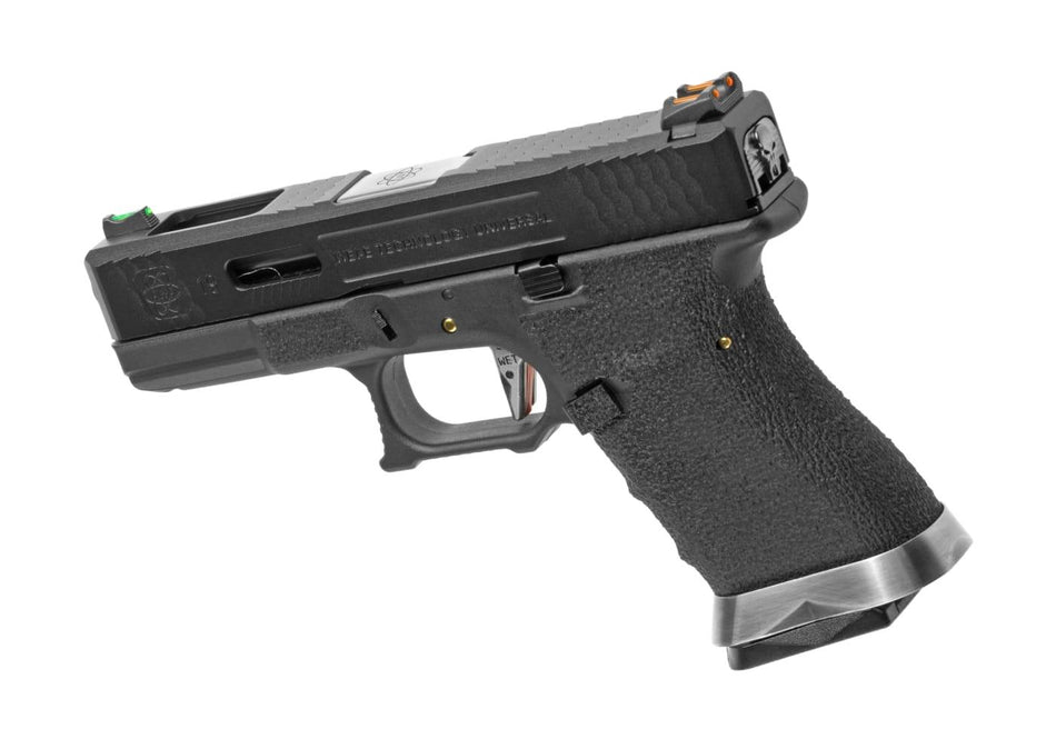 WE Airsoft EU19 Custom Black Silver Slide Green Gas Pistol