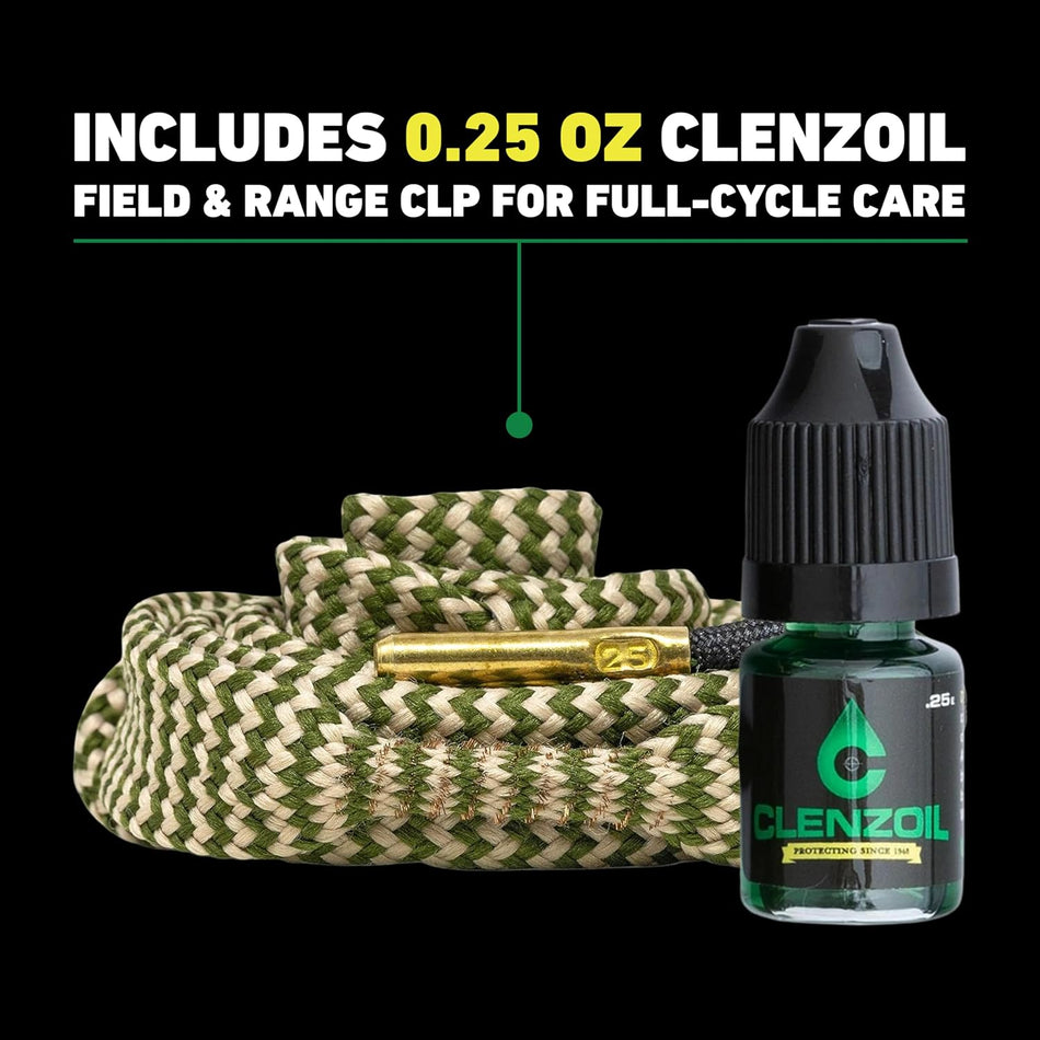 Clenzoil Cobra Bore Cleaning Rope Barrel Snake Rifle Pistol .25 .26 / 6.5mm