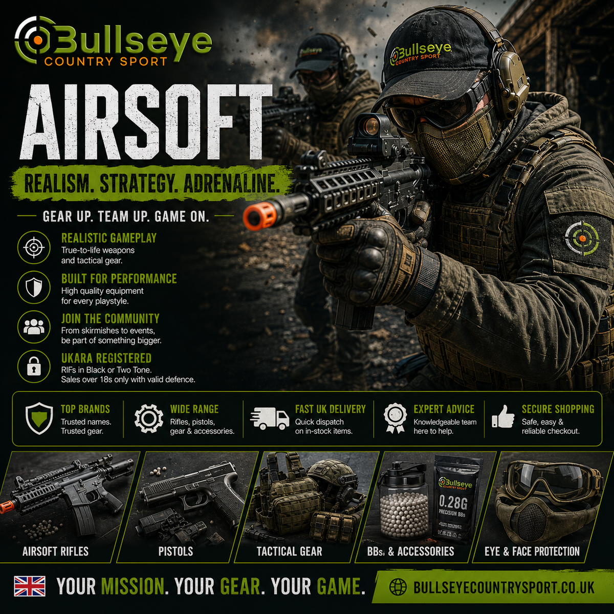 UK Airsoft Law Guide explaining UKARA registration, two-tone airsoft guns, Realistic Imitation Firearms (RIFs), VCRA regulations and legal airsoft ownership in the United Kingdom.
Irish Airsoft Law Guide explaining the 1 Joule power limit, minimum age of 18 to purchase airsoft guns, and legal airsoft regulations in the Republic of Ireland.