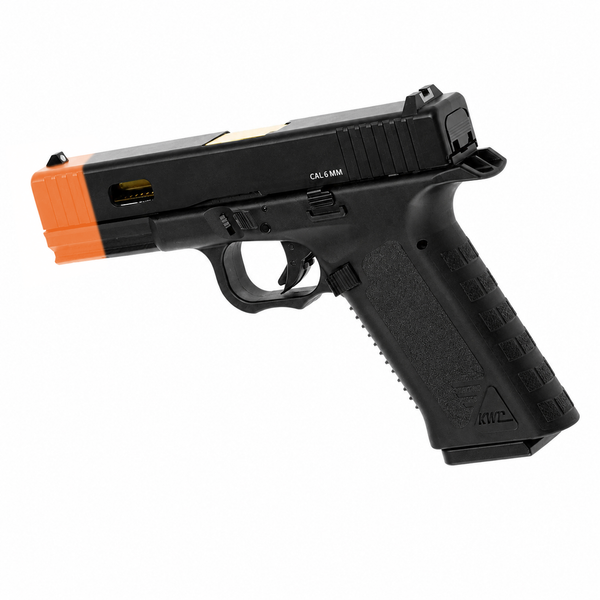 KWC Airsoft 17 Custom CO2 Pistol 6mm Black Gold Barrel