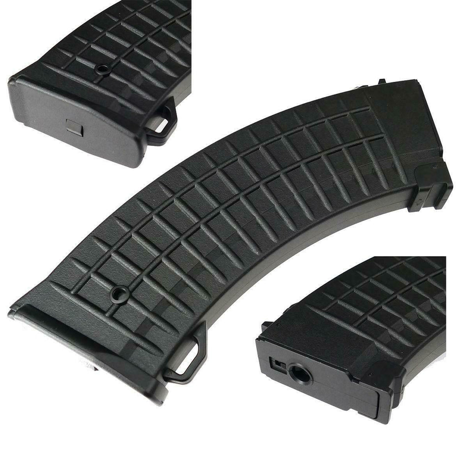 Cyma Airsoft Magazine For AK Series Waffle Black Poly 140rd 