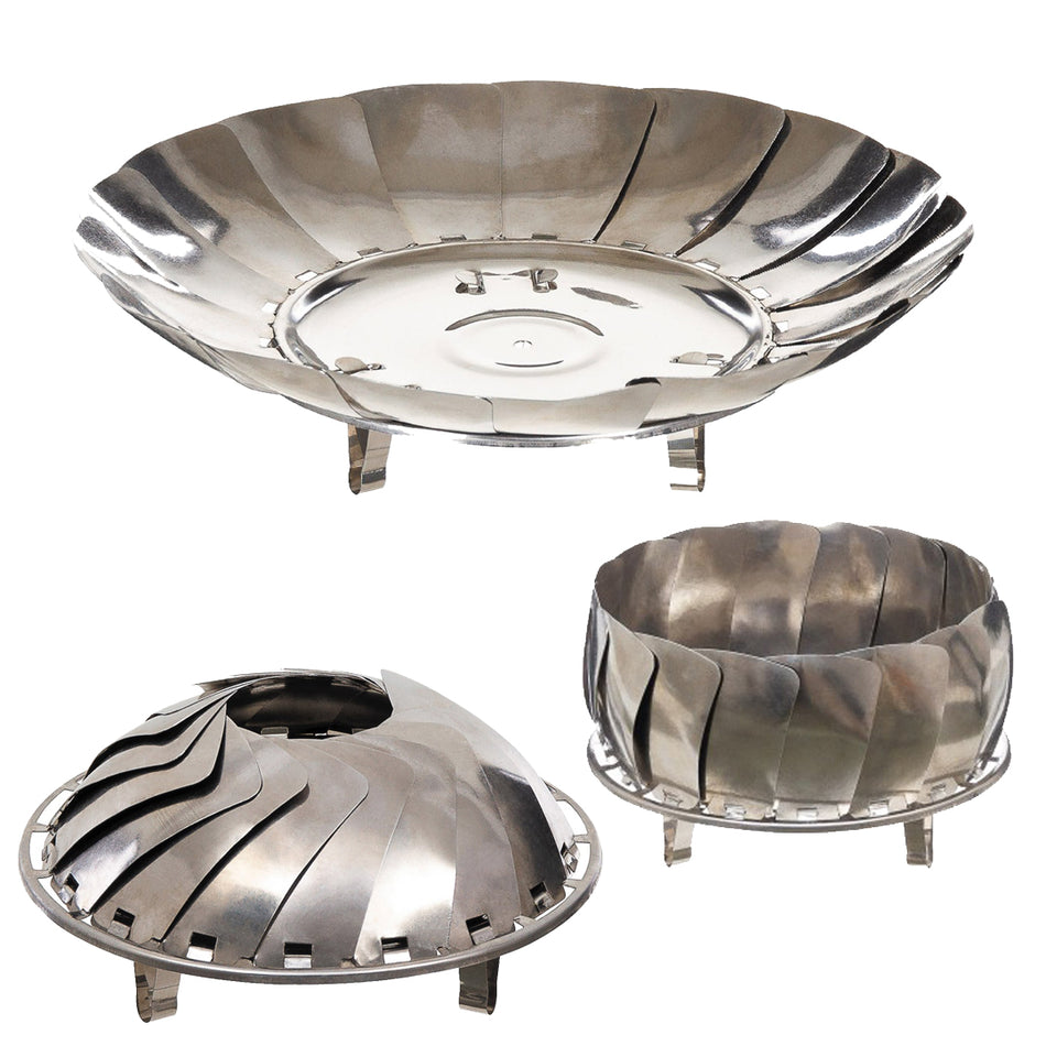 Fox Foldable Camp Fire Grill Pit Bowl Stainless Steel 27 x 8 cm