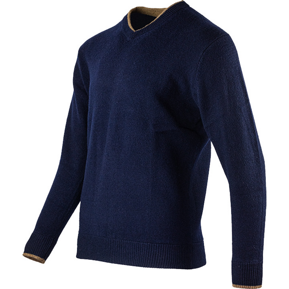 Jack Pyke Mens Ashcombe 100% Lambwool V-Neck Jumper Navy 