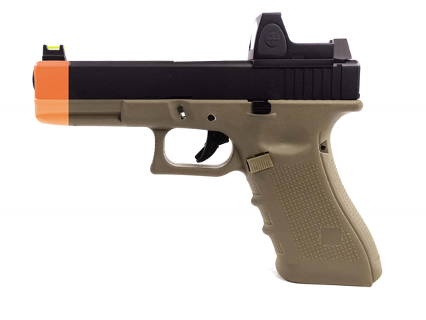 Nuprol Raven Tan Airsoft Pistol GBB + BDS Sight