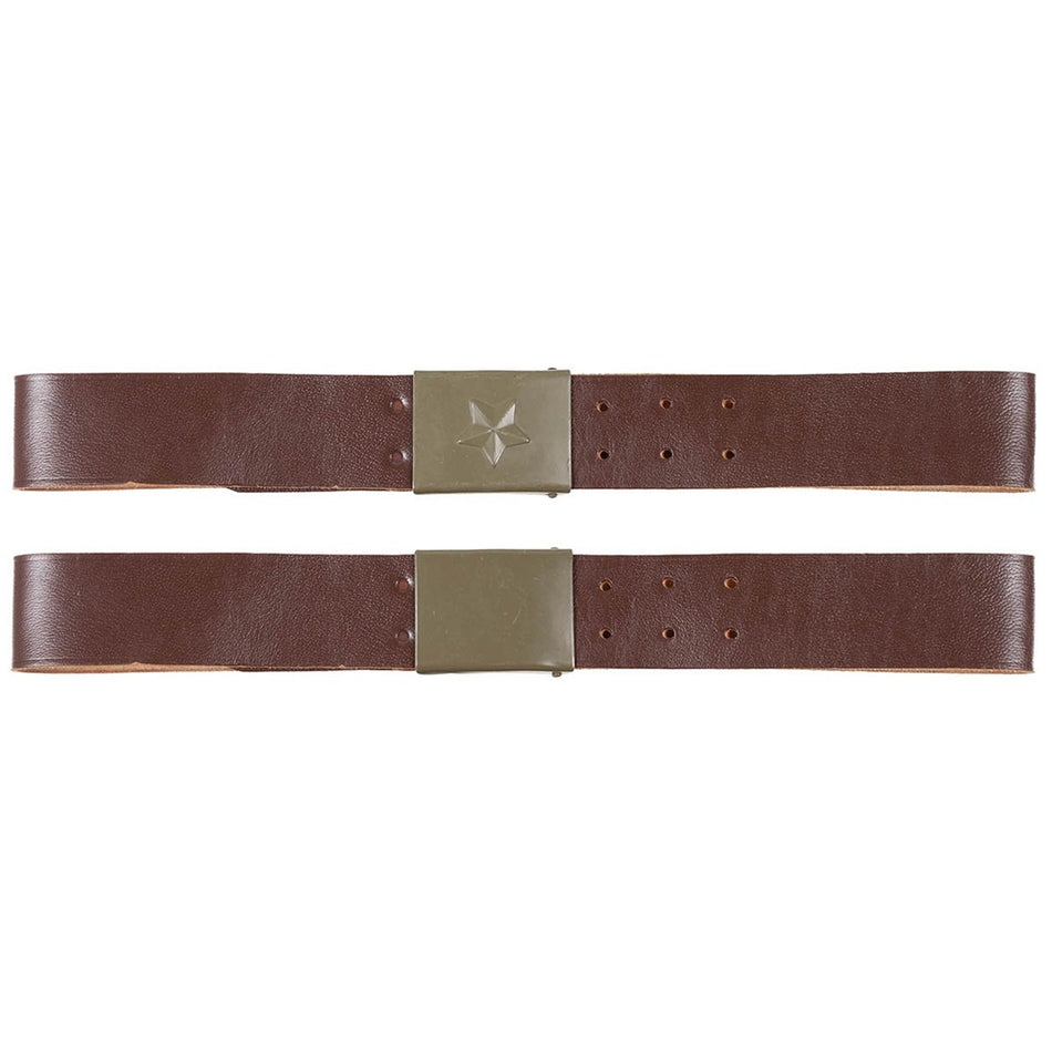 Ex-Army Surplus Czech Military Leather Belt Brown Metal Buckle