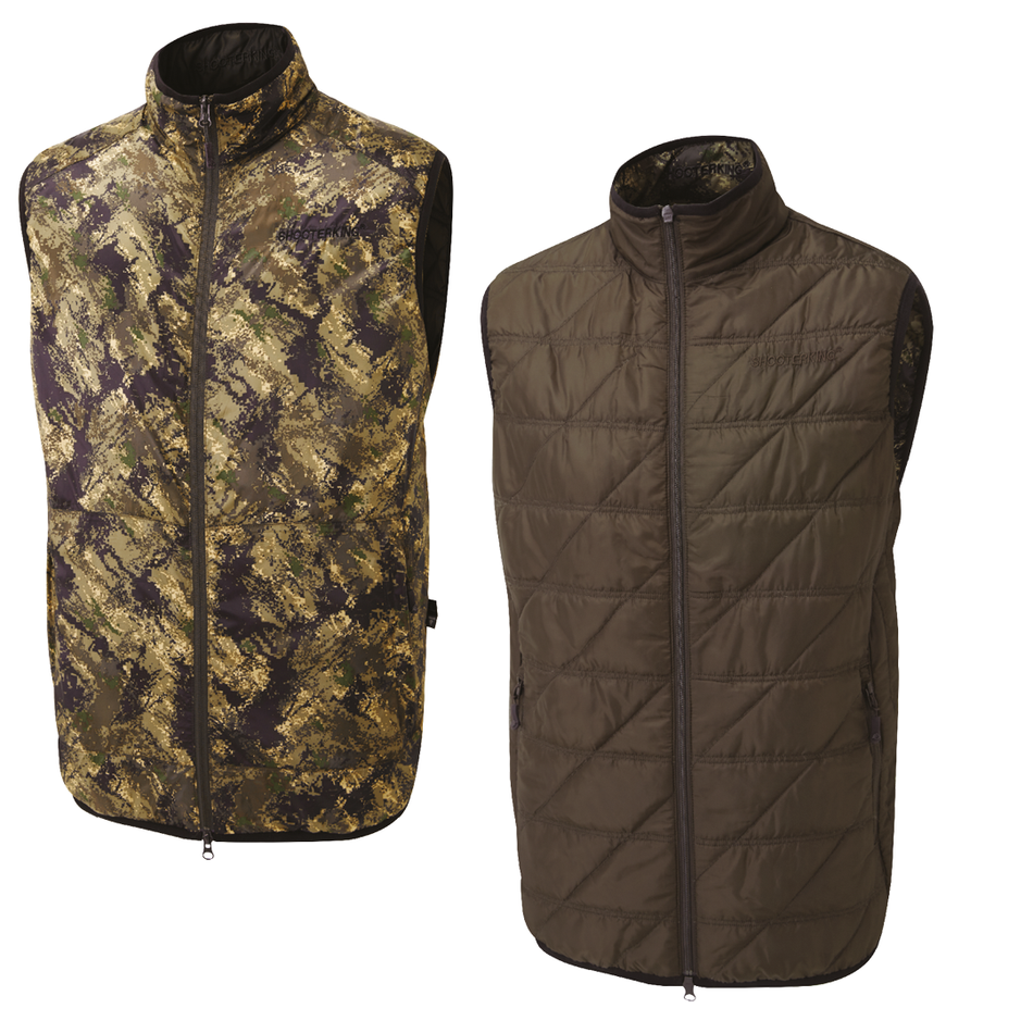 ShooterKing Mens Reversible Body Warmer Brown Olive Forest Mist