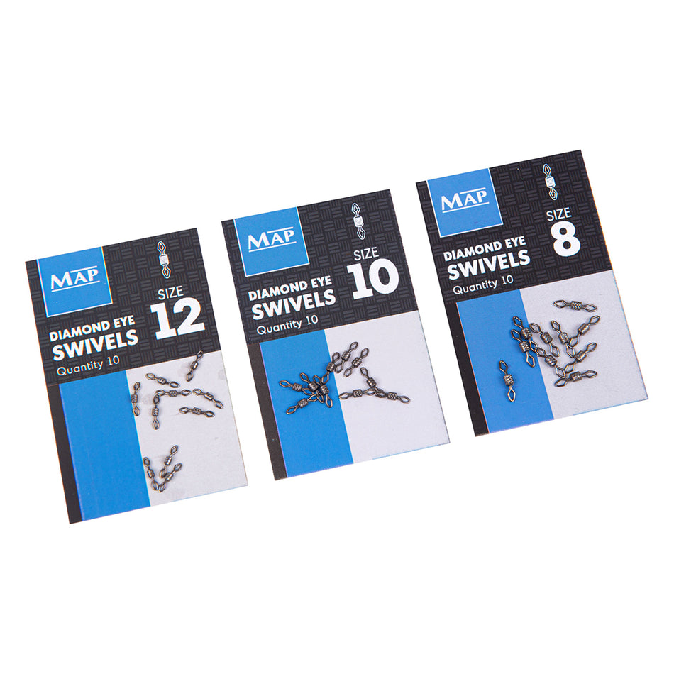 MAP Fishing Terminal Tackle Diamond Eye Swivel Size 12 10pk Grey