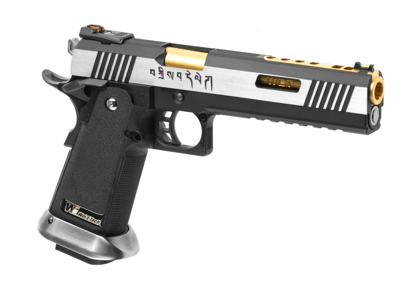 WE Airsoft Hi-Capa 6 Force A Green Gas Pistol Gold Barrel Full Metal 6mm