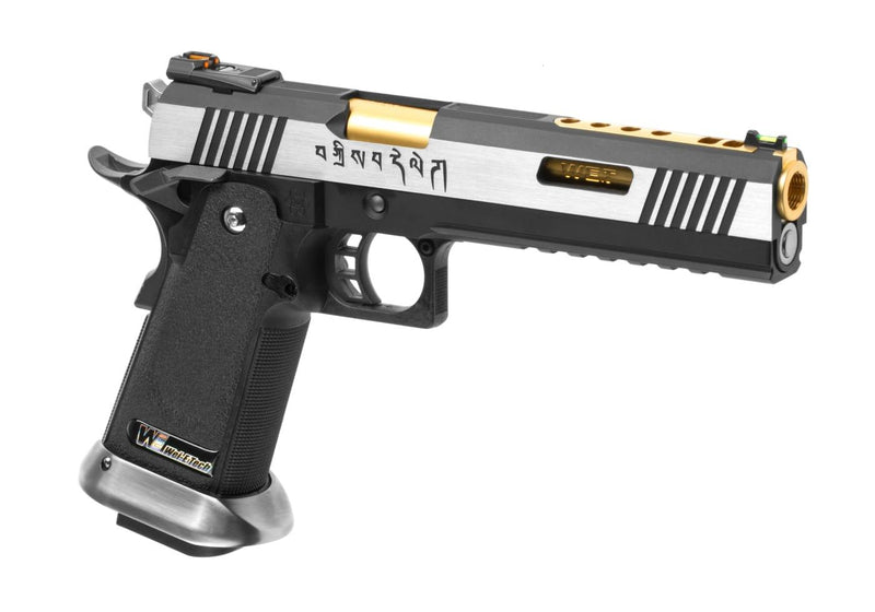 WE Airsoft Hi-Capa 6 Force A Green Gas Pistol Gold Barrel Full Metal 6mm