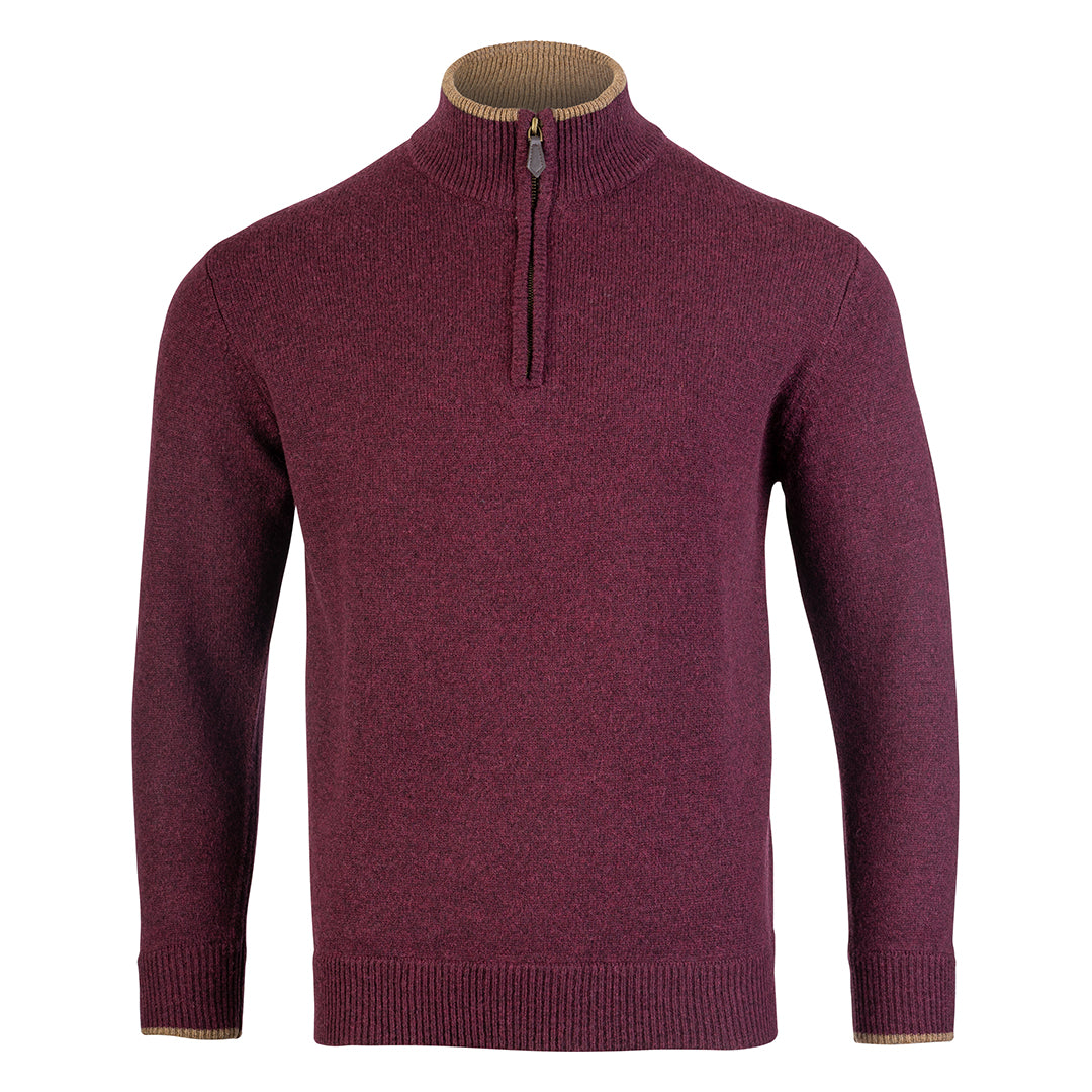Jack Pyke Ashcombe Mens Pullover Zipknit Plum 