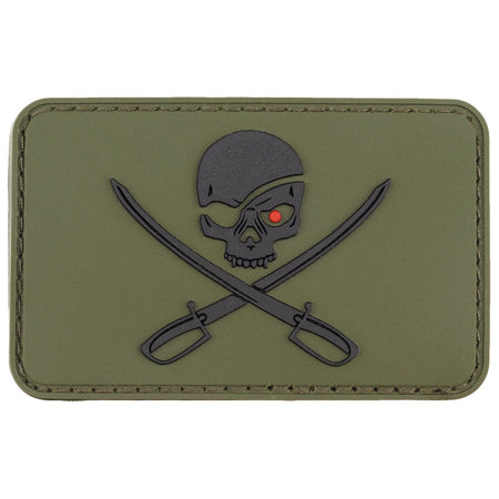 MFH Rubber Patch Skull with Swords Hook & Loop 8X5cm