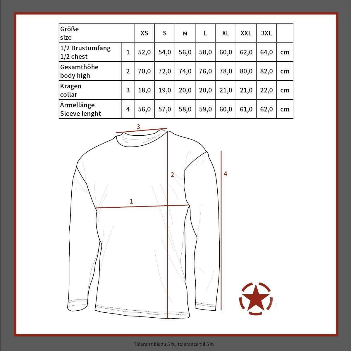MFH Mens Long Sleeve US Style Army T-Shirt CZ M95