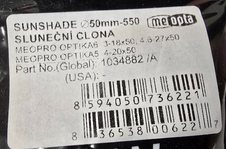 Meopta Rifle Scope Sunshade Optica6 50mm Lens For Meohunter R5