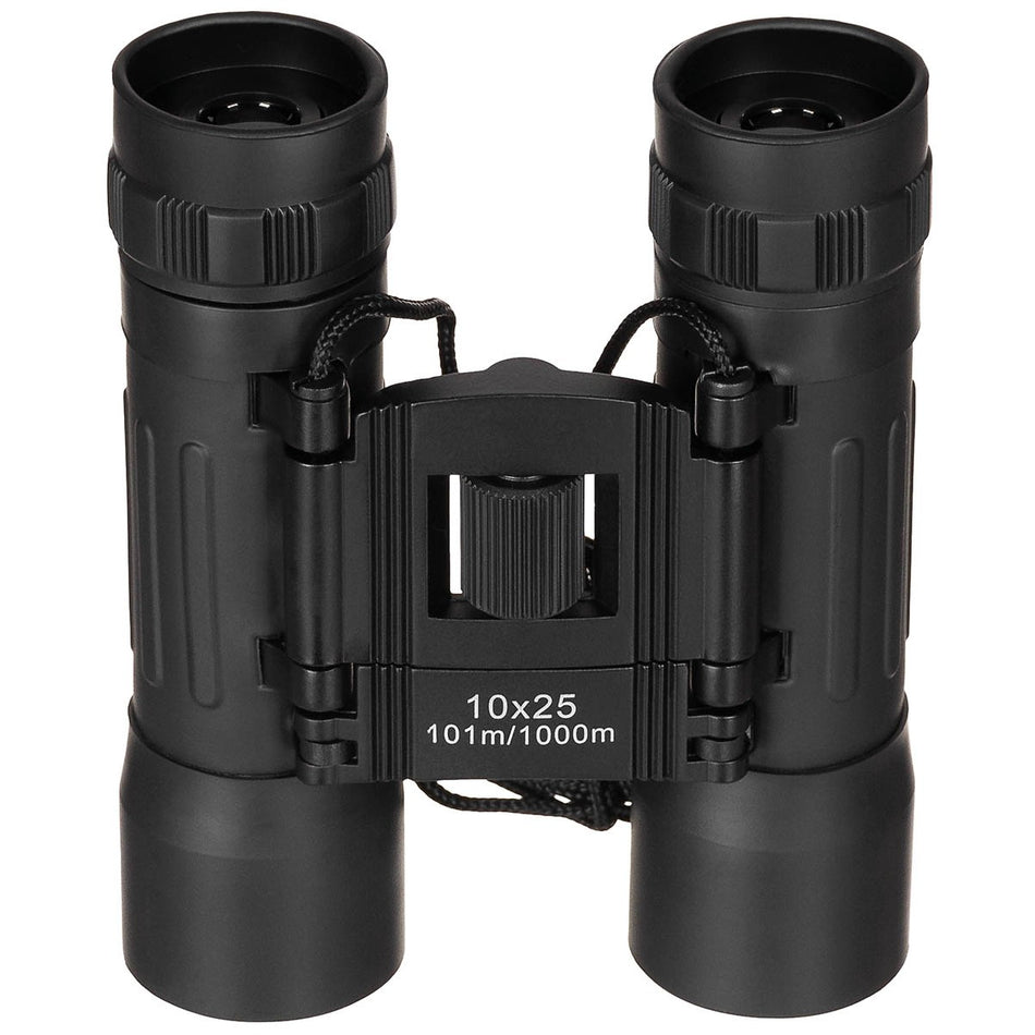MFH Foldable Binocular 10x25 Woodland Black Ruby Lens