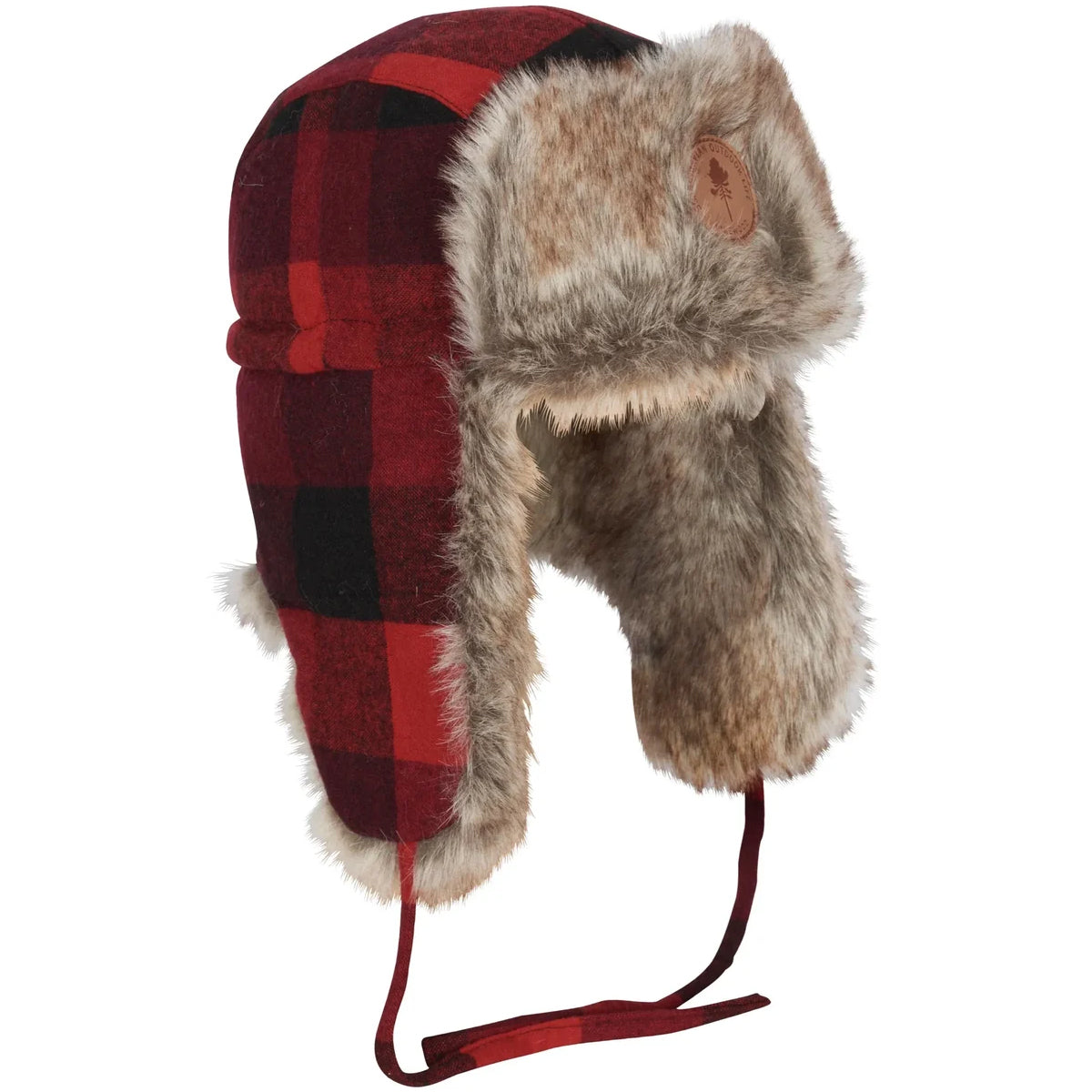 Pinewood Classic Checkered Trapper Hat Red