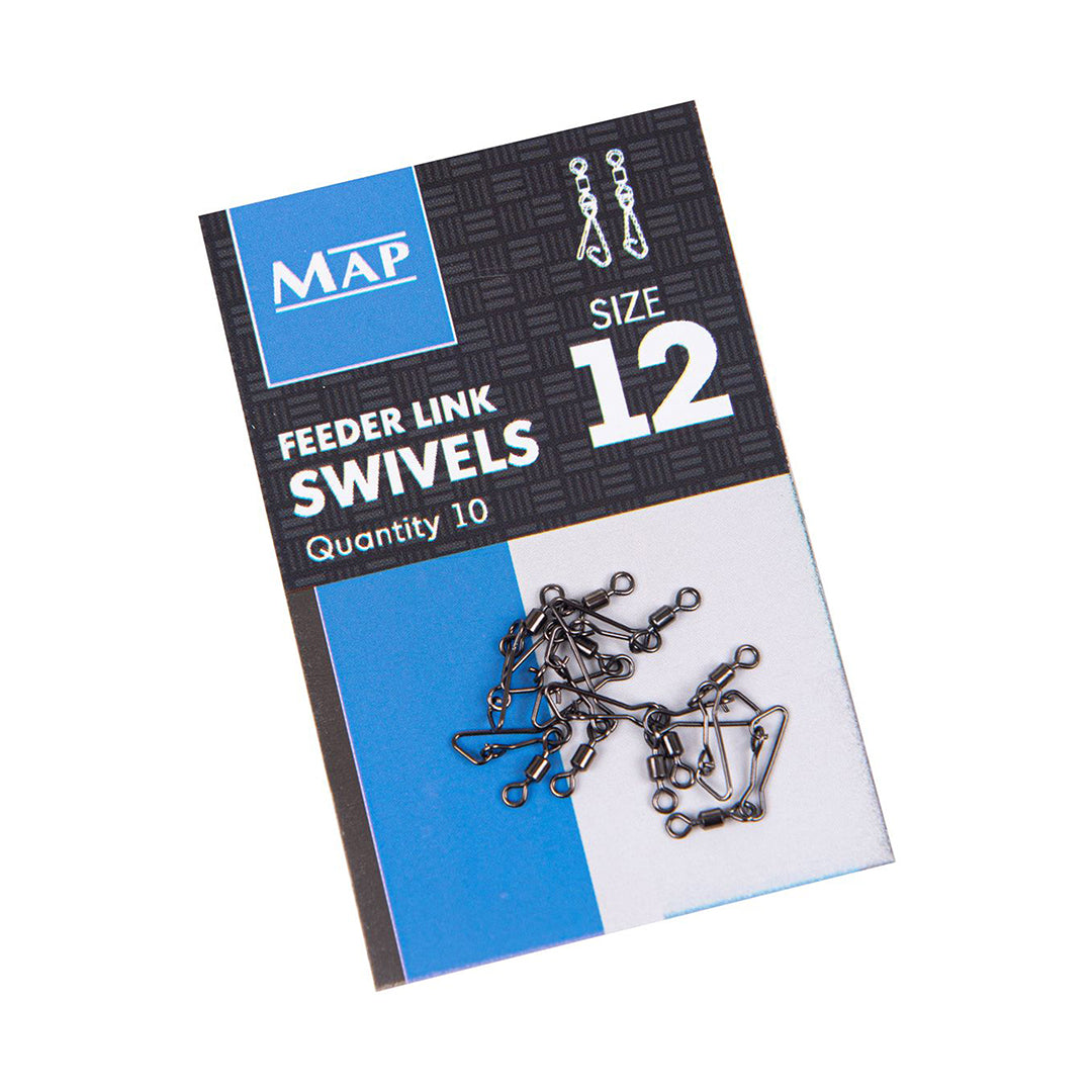 MAP Fishing Terminal Tackle Feeder Link Swivel Size 12 10pk Grey