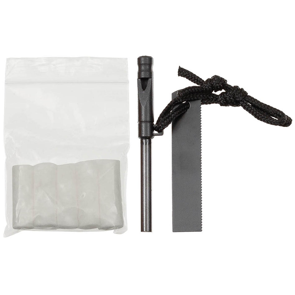 MFH Emergency Foil Sleeping Bag Orange And Fire Starter Kit