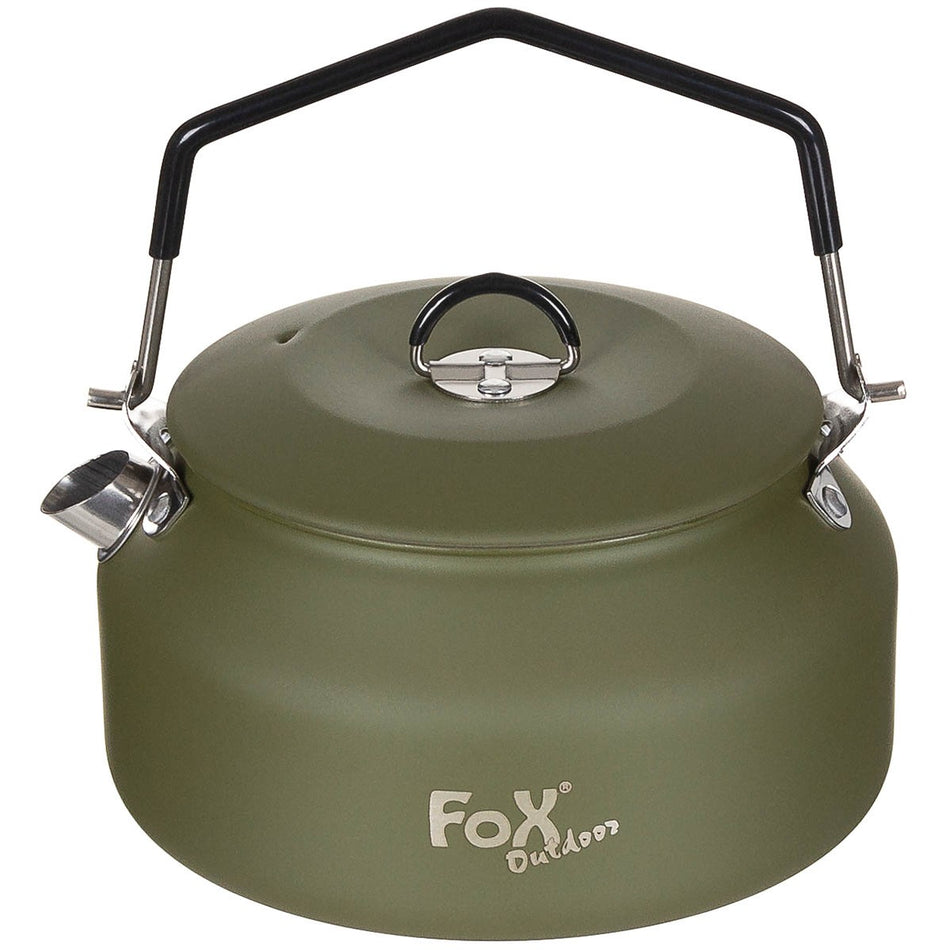 Fox Outdoors Camping Stainless Steel Kettle Green 1 Ltr