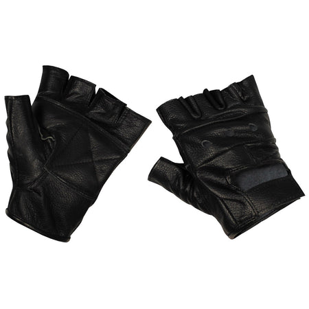 MFH Deluxe Leather Fingerless Gloves Black