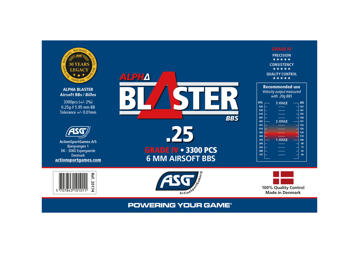 ASG Alpha Blaster Grade IV Airsoft BBs 0.25g 3300 1 Bottle