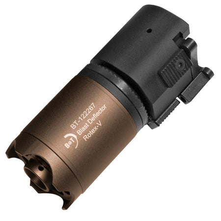 B&T Rotex-V Barrel Extension Mock Suppressor 95mm Blast Deflector Mud Desert/Tan