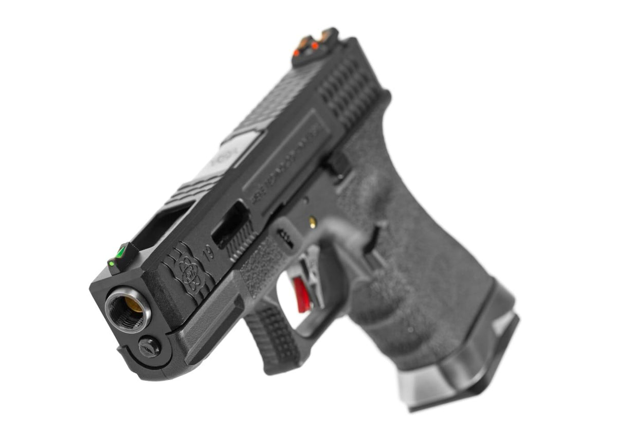 WE Airsoft EU19 Custom Black Silver Slide Green Gas Pistol