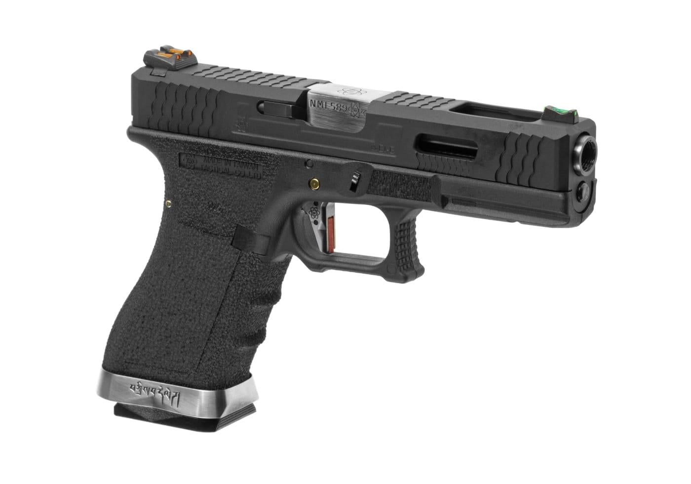 WE G-Force 17 Black Silver Barrel GBB Pistol Green Gas 6mm