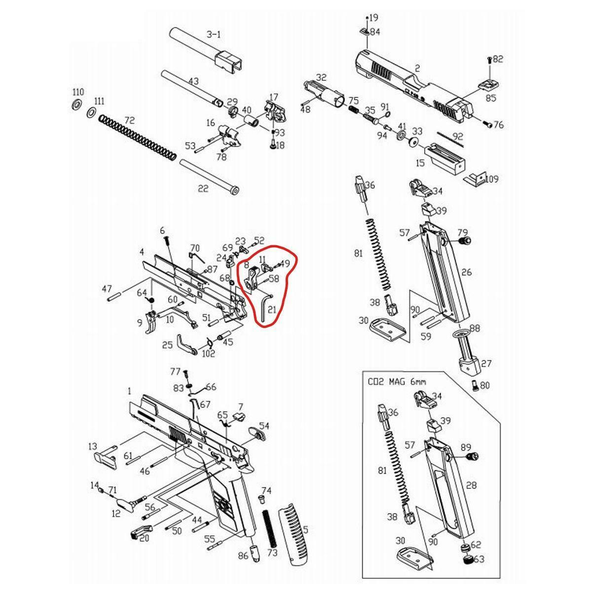 ASG Airsoft Pistol Spare Part  CZ P-09 Hammer Assembly 17657P09#8