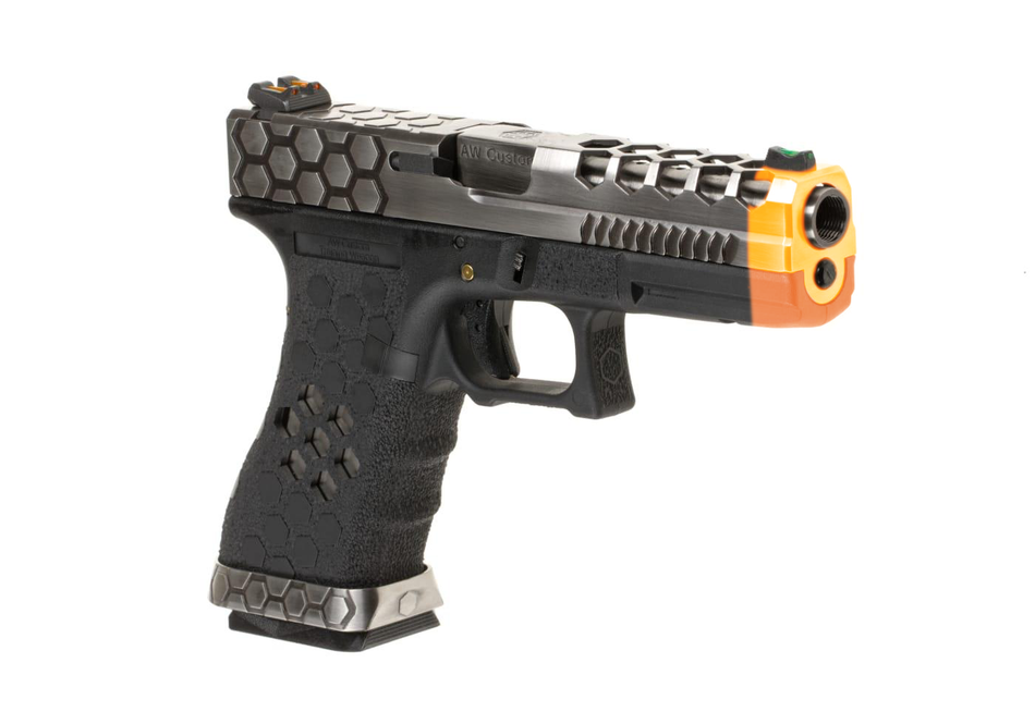 Armorer Works EU17 Hex Cut VX0100 Green Gas Pistol Black / Chrome