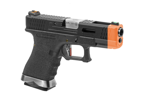 WE Airsoft EU19 Custom Black Silver Slide Green Gas Pistol