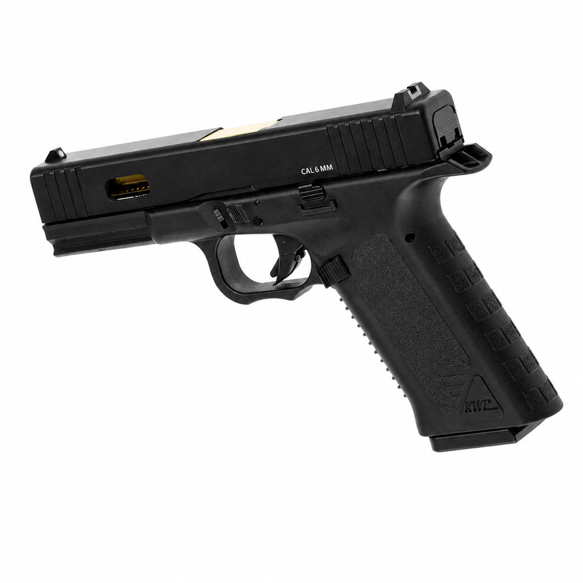 KWC Airsoft 17 Custom CO2 Pistol 6mm Black Gold Barrel