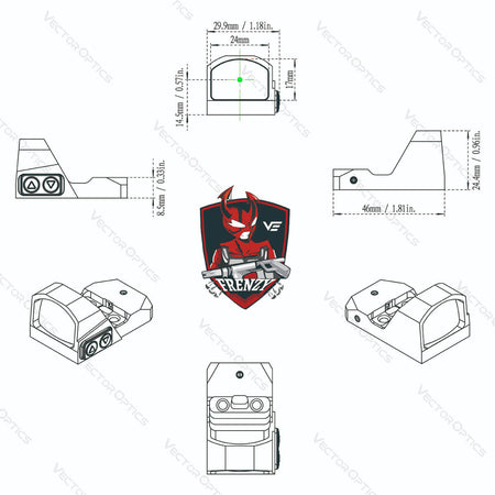 Vector Optics Frenzy 1x17x24 Mini Green Dot Sight Scope